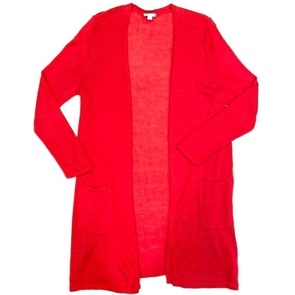 J. JILL Linen Blend Long Open Cardigan (Sz L)